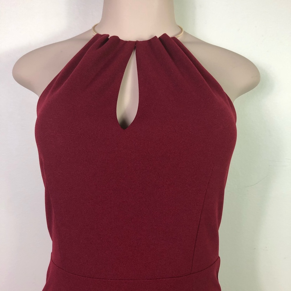 Lulus Minidress burgundy strapless, gold neck ring - Picture 7 of 9